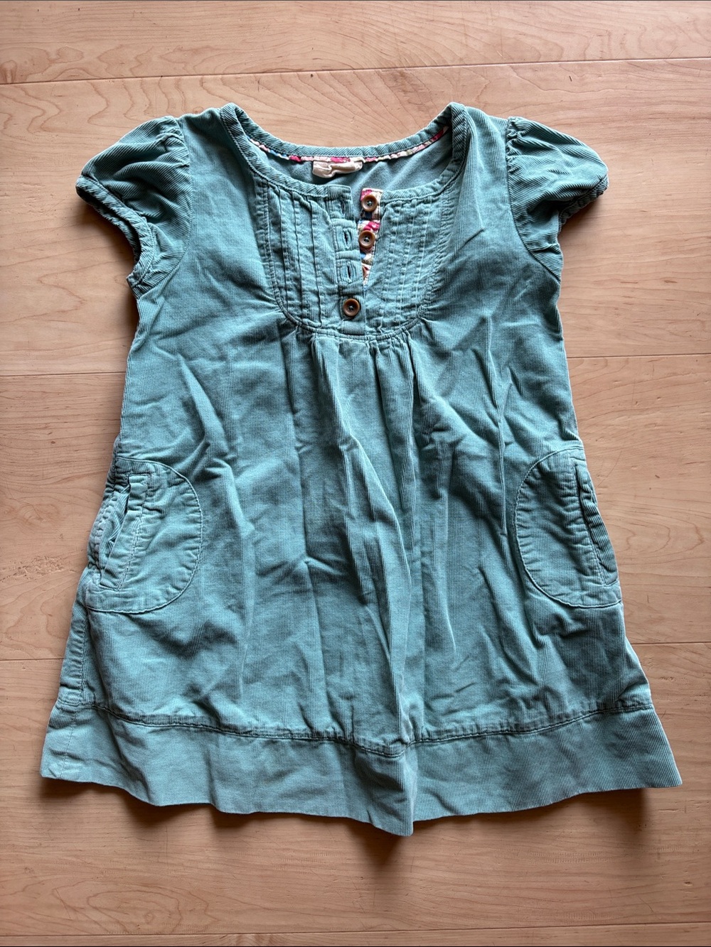 Mini Boden Teal Corduroy Pocket Dress